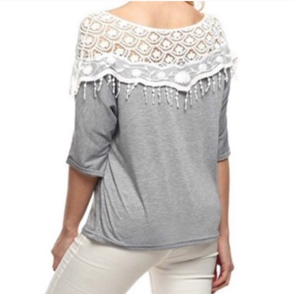 Zanzea Heather Gray Chrocet Lace Top 4XL New - Picture 2 of 5